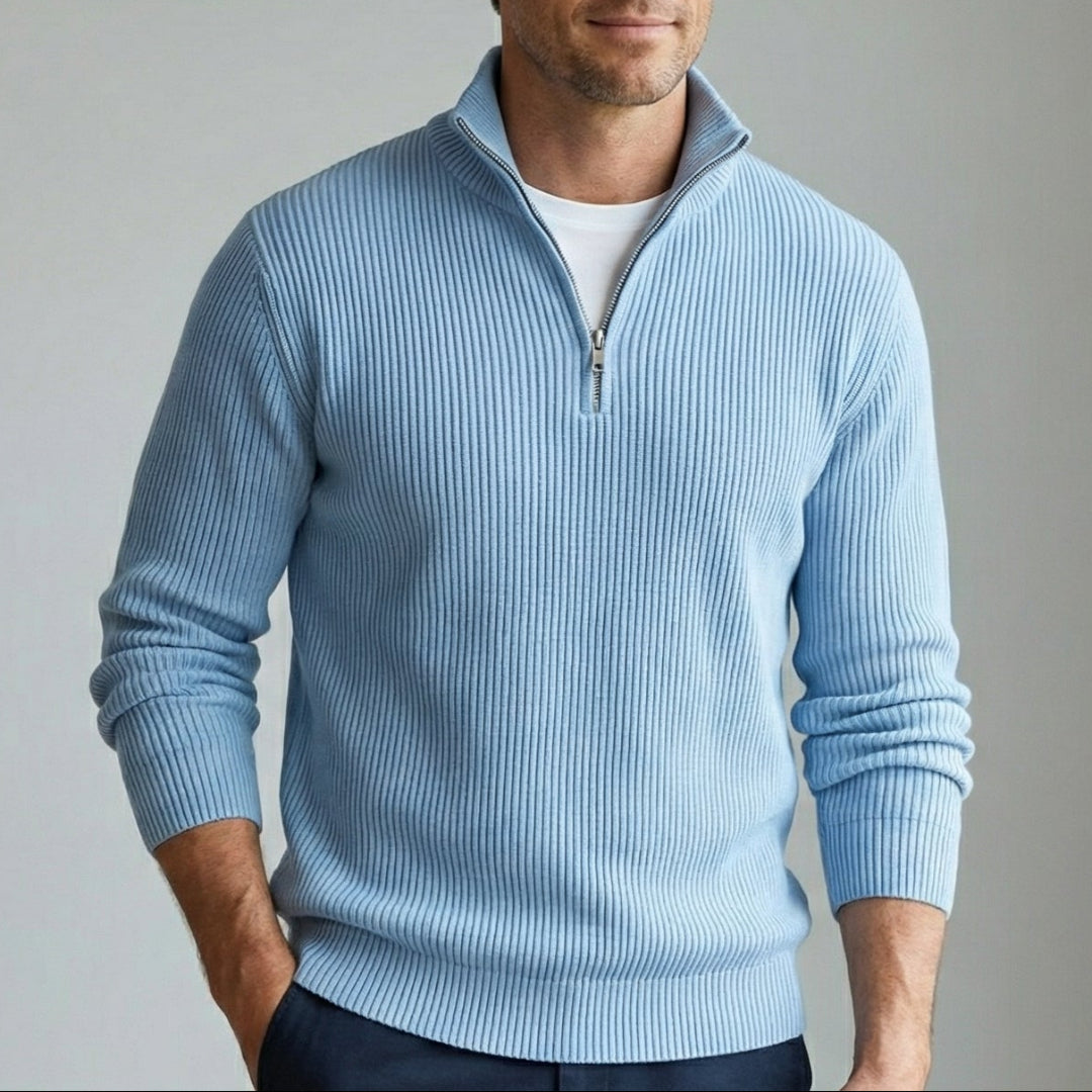 Bergmann-mode – Herrenpullover mit Reißverschluss